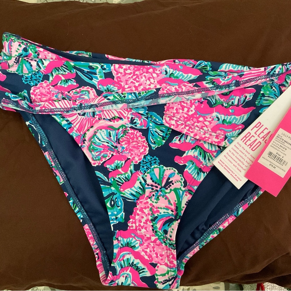 Lilly Pulitzer Pink and Blue Floral Bikini Bottom